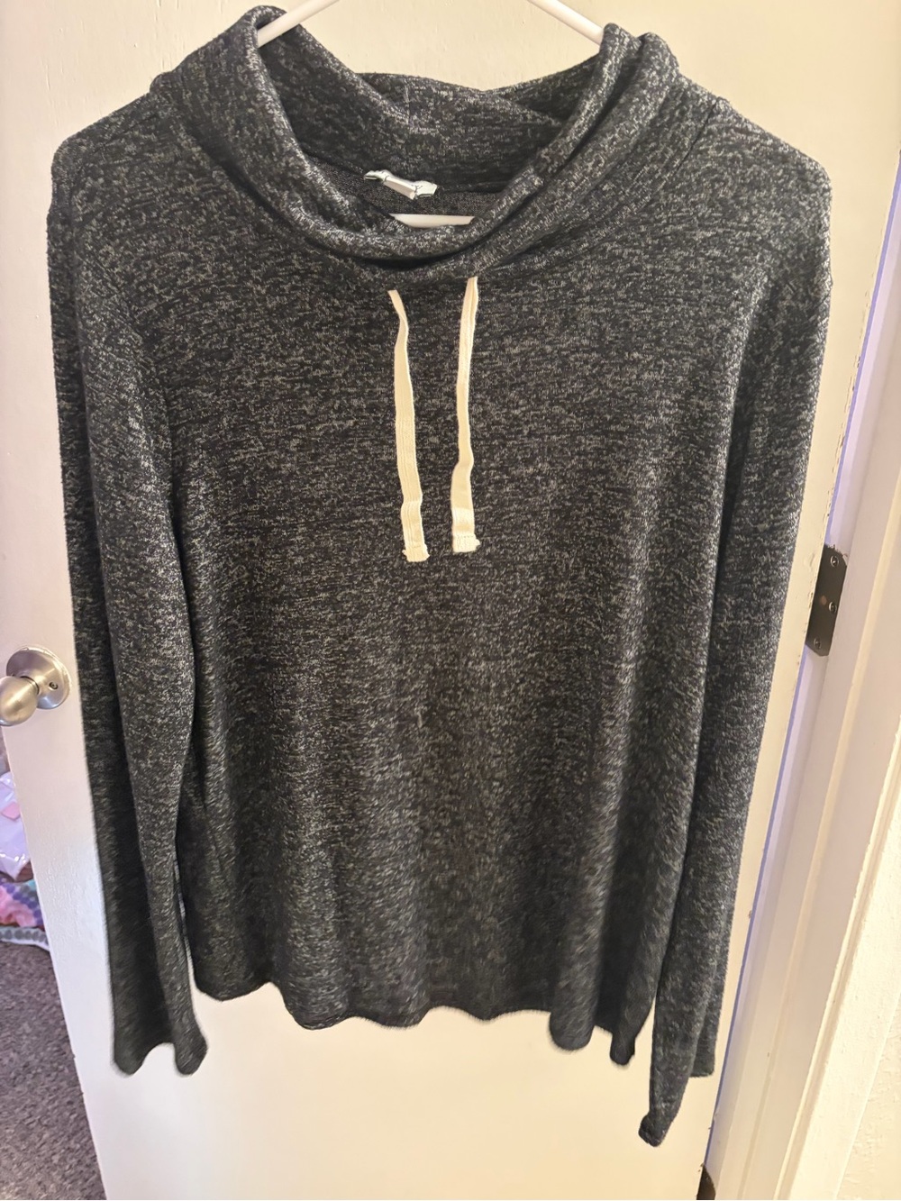J.Crew Charcoal Gray Marled Cowl Neck Hoodie Pullover Size M
